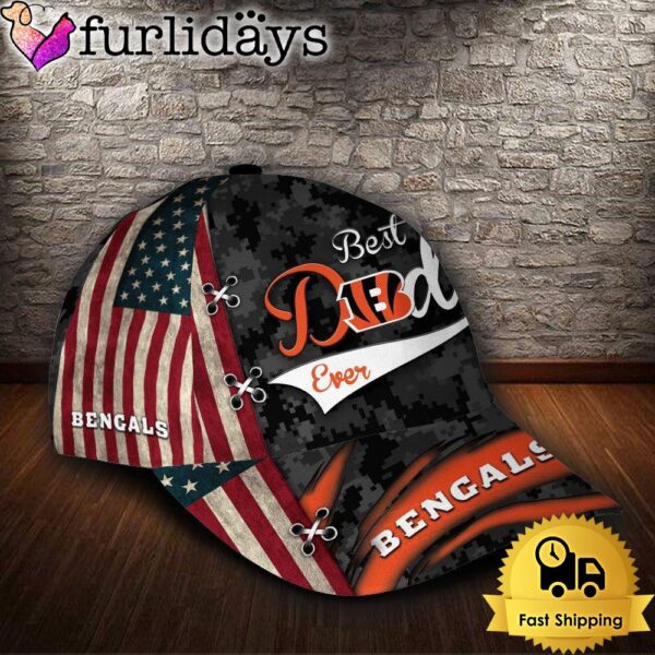 Custom NFL Cincinnati Bengals Best Dad USA Flag All Over Print 3D Baseball Cap