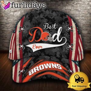 Custom NFL Cleveland Browns Best Dad USA Flag All Over Print 3D Classic Cap