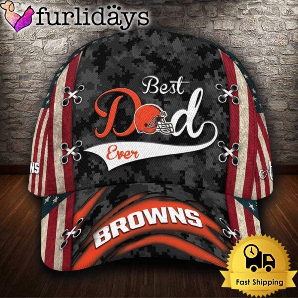 Custom NFL Cleveland Browns Best Dad USA Flag All Over Print 3D Classic Cap