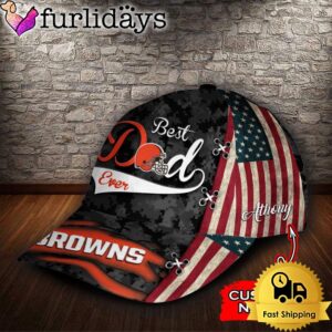 Custom NFL Cleveland Browns Best Dad USA Flag All Over Print 3D Classic Cap