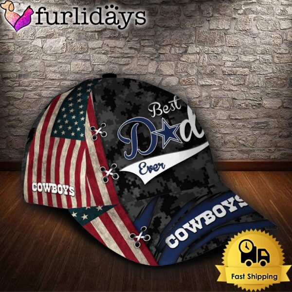 Custom NFL Dallas Cowboys Best Dad Camo All Over Print 3D Classic Cap