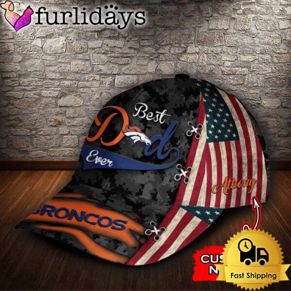 Custom NFL Denver Broncos Best Dad Camo All Over Print 3D Classic Cap