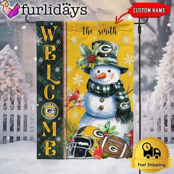 Custom NFL Green Bay Packers Christmas Snowman Flag