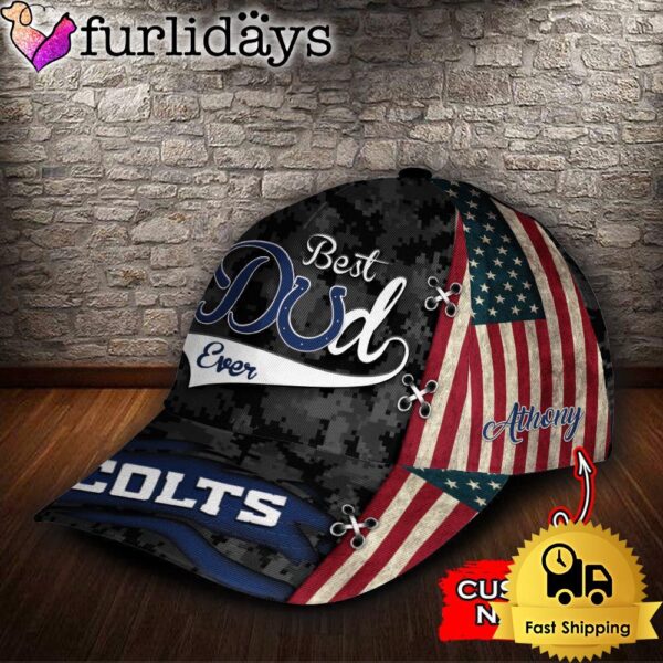 Custom NFL Indianapolis Colts Best Dad All Over Print 3D Classic Cap