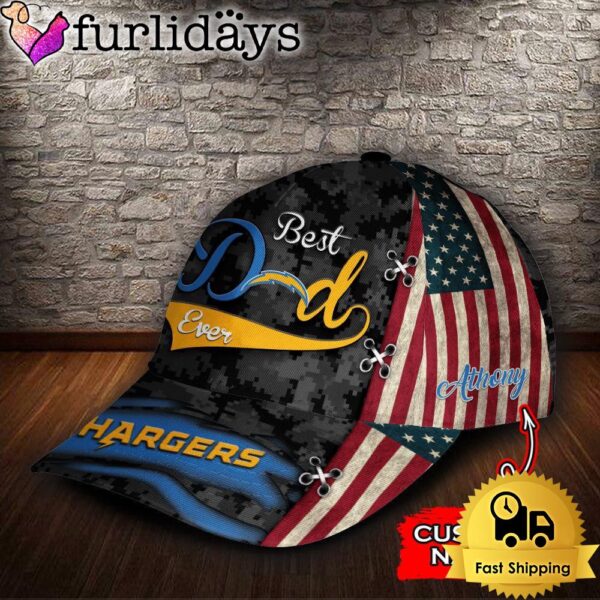 Custom NFL Los Angeles Chargers Best Dad USA Flag All Over Print 3D Baseball Cap