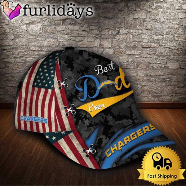 Custom NFL Los Angeles Chargers Best Dad USA Flag All Over Print 3D Baseball Cap