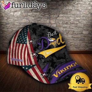 Custom NFL Minnesota Vikings Best Dad USA Flag All Over Print 3D Baseball Cap