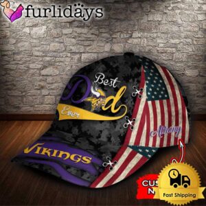 Custom NFL Minnesota Vikings Best Dad USA Flag All Over Print 3D Baseball Cap