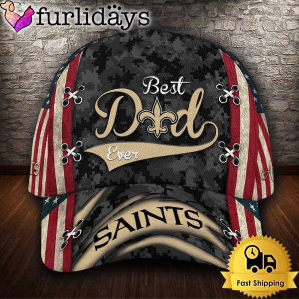 Custom NFL New Orleans Saints Best Dad USA Flag All Over Print 3D Baseball Cap