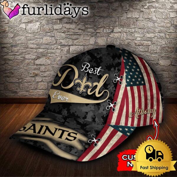 Custom NFL New Orleans Saints Best Dad USA Flag All Over Print 3D Baseball Cap