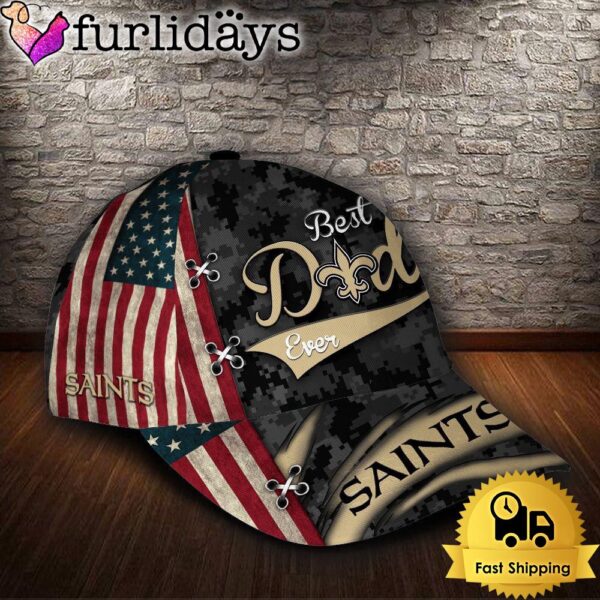 Custom NFL New Orleans Saints Best Dad USA Flag All Over Print 3D Baseball Cap