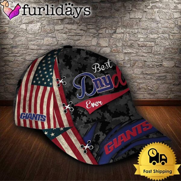 Custom NFL New York Giants Best Dad USA Flag All Over Print 3D Classic Cap