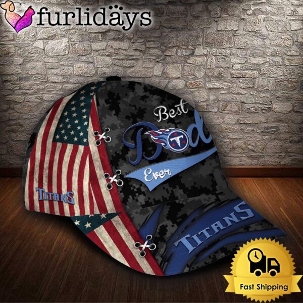 Custom NFL Tennessee Titans Best Dad Ever Camo Pattern All Over Print 3D Classic Cap