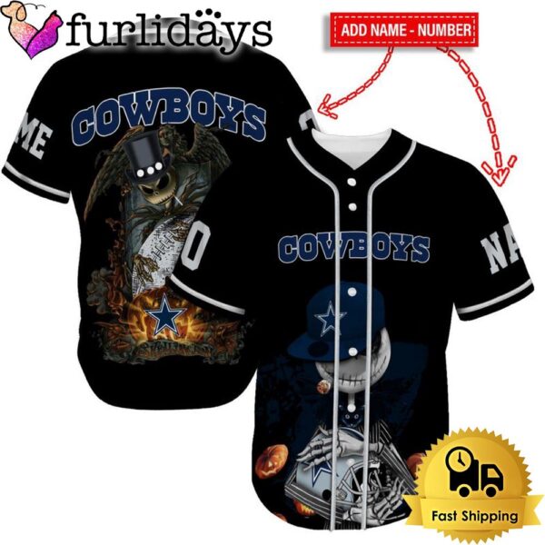 Dallas Cowboys Skull Halloween Custom Name And Number Baseball Jersey