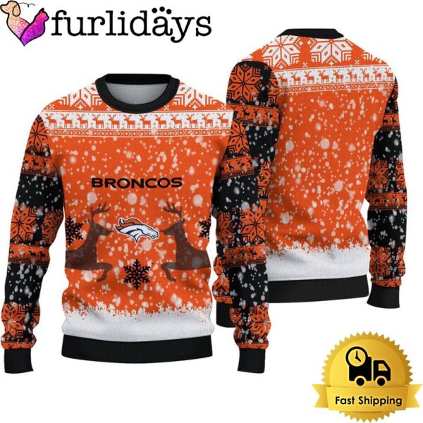 Denver Broncos Reindeer Football Ugly Christmas Sweater