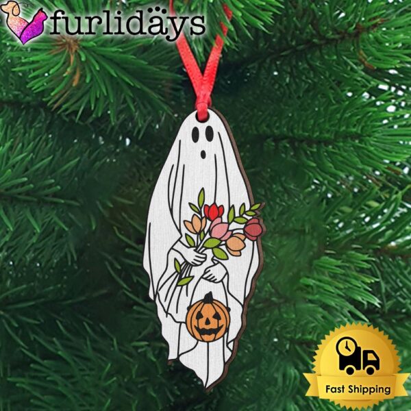 Floral Ghost Wooden Ornament