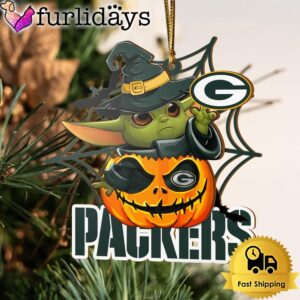 Green Bay Packers Baby Yoda Pumpkin Halloween Ornament