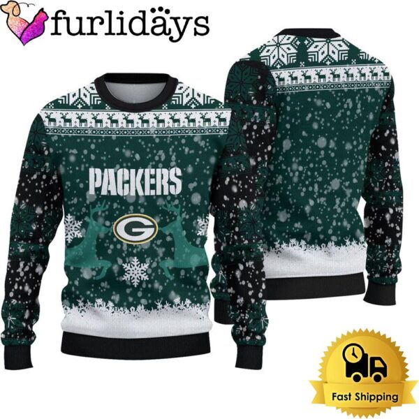 Green Bay Packers Reindeer Football Ugly Christmas Sweater