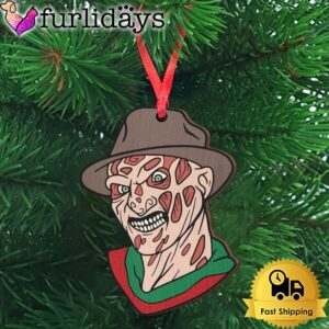 Horror Villain Freddy Krueger Wooden Ornament