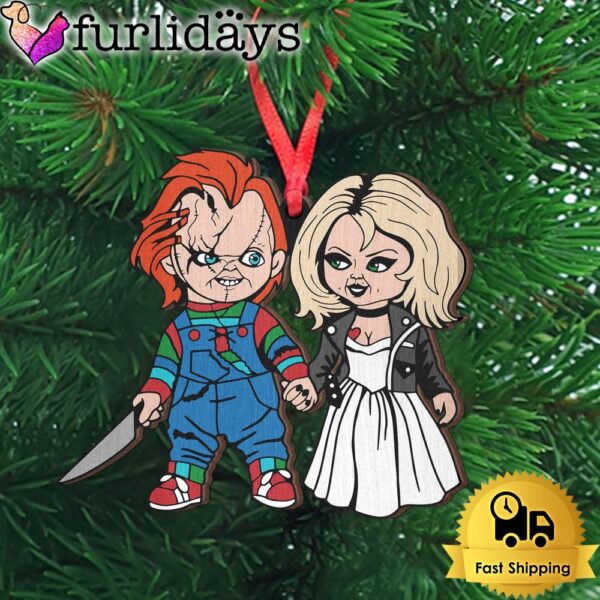 Horror Villains Evil Doll Couple Wooden Ornament