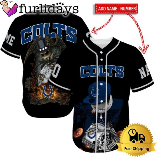 Indianapolis Colts Skull Halloween Custom Name And Number Baseball Jersey