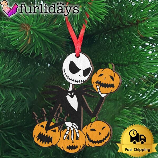 Jack Skellington Pumpkin Wooden Ornament