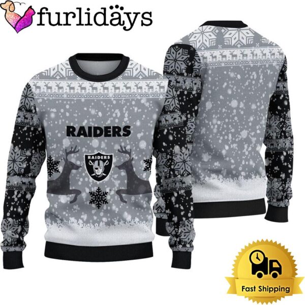 Las Vegas Raiders Reindeer Football Ugly Christmas Sweater