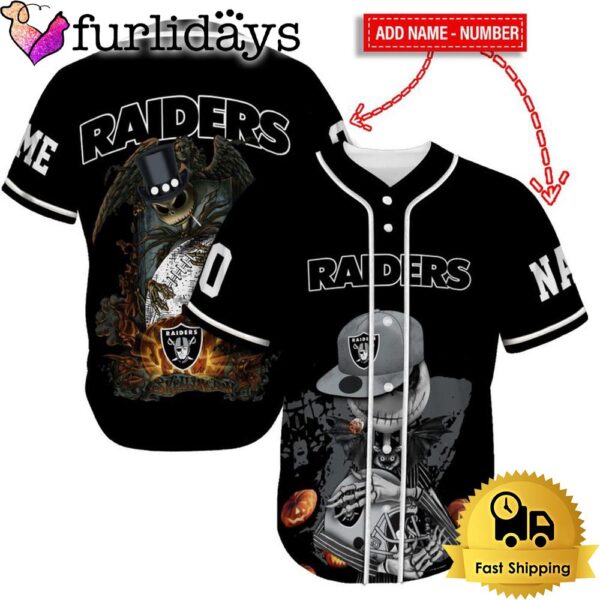 Las Vegas Raiders Skull Halloween Custom Name And Number Baseball Jersey