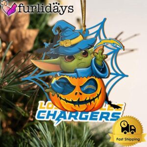 Los Angeles Chargers Baby Yoda Pumpkin Halloween Ornament