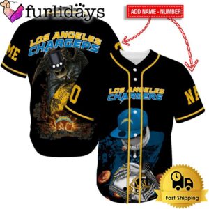 Los Angeles Chargers Skull Halloween Custom Name And Number Baseball Jersey