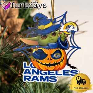 Los Angeles Rams Baby Yoda Pumpkin Halloween Ornament