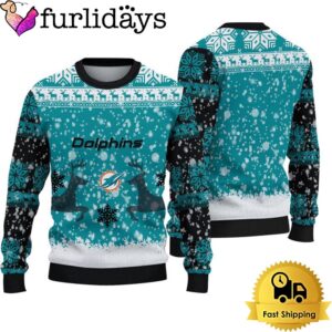 Miami Dolphins Reindeer Football Ugly Christmas…