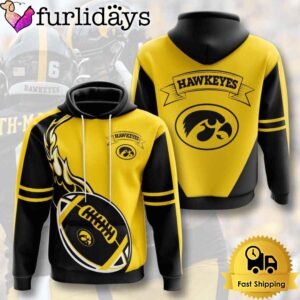 NCAA Iowa Hawkeyes Football Logo Team 3D Hoodie