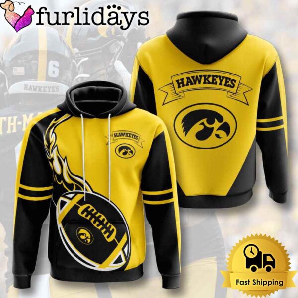 NCAA Iowa Hawkeyes Football Logo Team 3D Hoodie