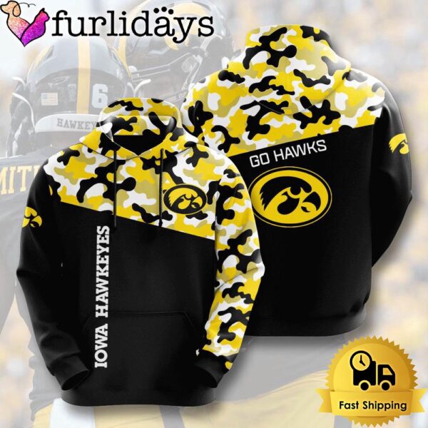 NCAA Iowa Hawkeyes Usa Camo 3D Hoodie