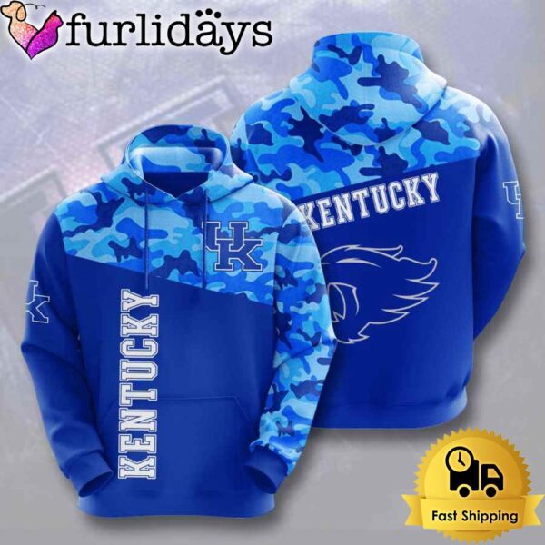 NCAA Kentucky Wildcats Camo Logo 3D Hoodie