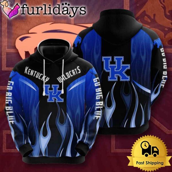 NCAA Kentucky Wildcats Fire Logo 3D Hoodie