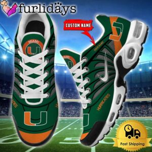 NCAA Miami Hurricanes Sport Football Logo Custom Air Max Plus Shoes