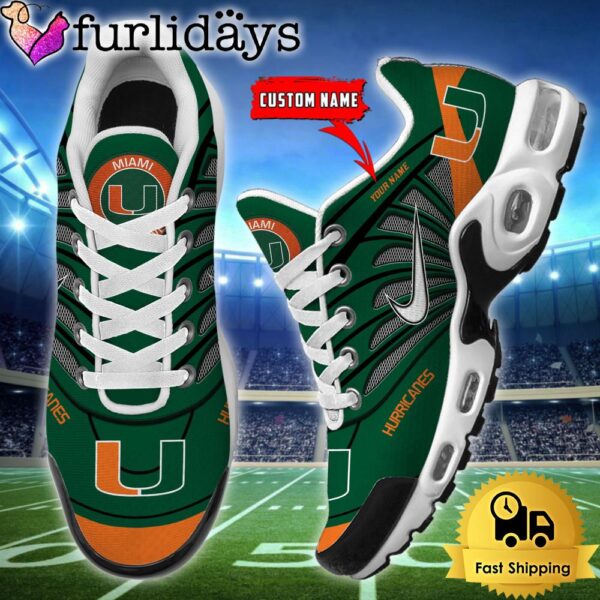 NCAA Miami Hurricanes Sport Football Logo Custom Air Max Plus Shoes