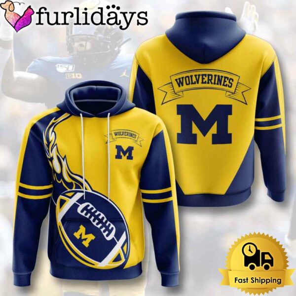 NCAA Michigan Wolverines Football Logo Team 3D Hoodie