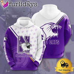 NCAA Northwestern Wildcats Football Go Cats 3D Hoodie