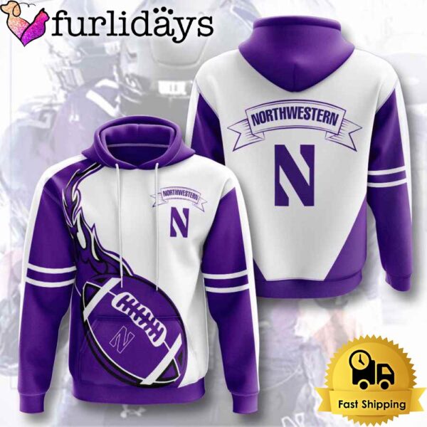 NCAA Northwestern Wildcats Football Logo Team 3D Hoodie