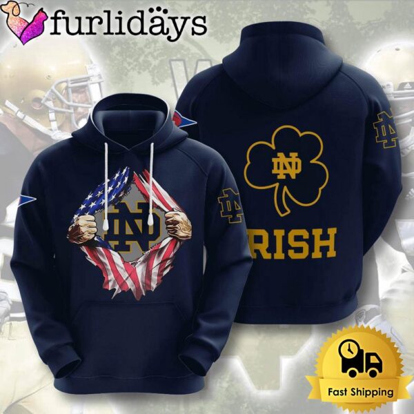 NCAA Notre Dame Fighting Irish American Flag 3D Hoodie