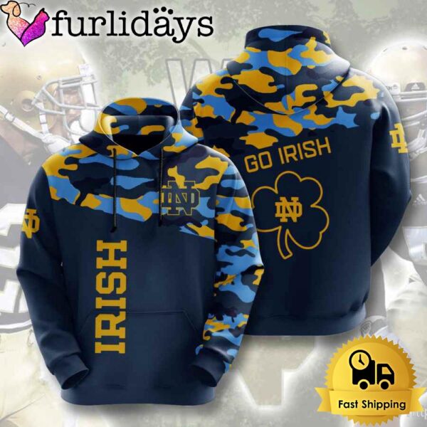 NCAA Notre Dame Fighting Irish Camo Logo 3D Hoodie