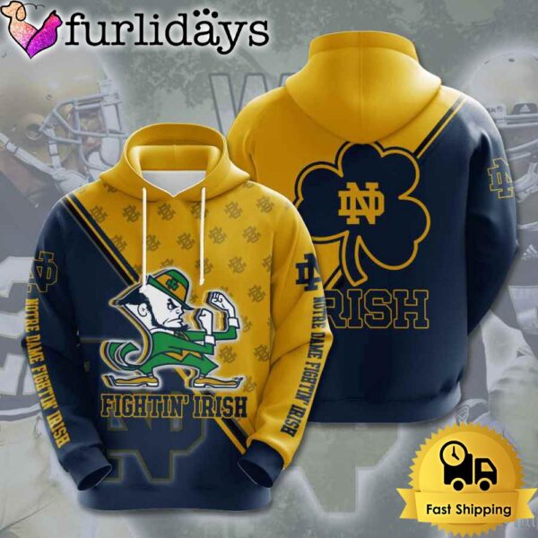 NCAA Notre Dame Fighting Irish Mascot Logo 3D Hoodie