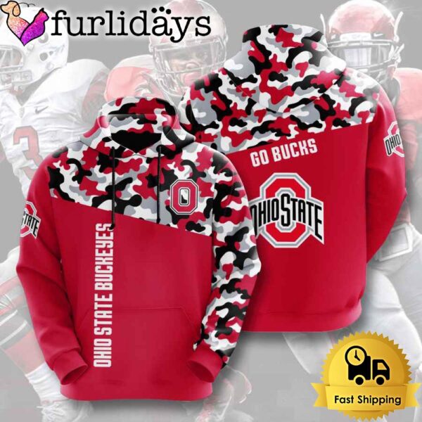 NCAA Ohio State Buckeyes Football Camo 3D Hoodie