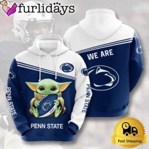 NCAA Penn State Nittany Lions Baby Yoda Football 3D Hoodie