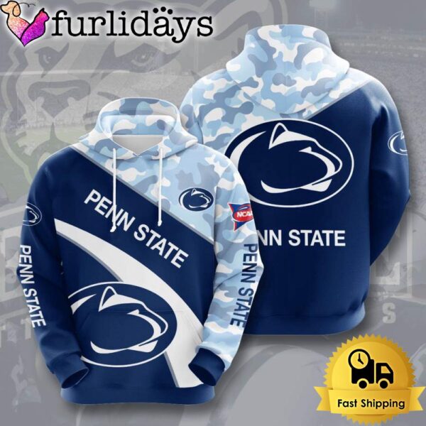 NCAA Penn State Nittany Lions Football Camo Logo 3D Hoodie