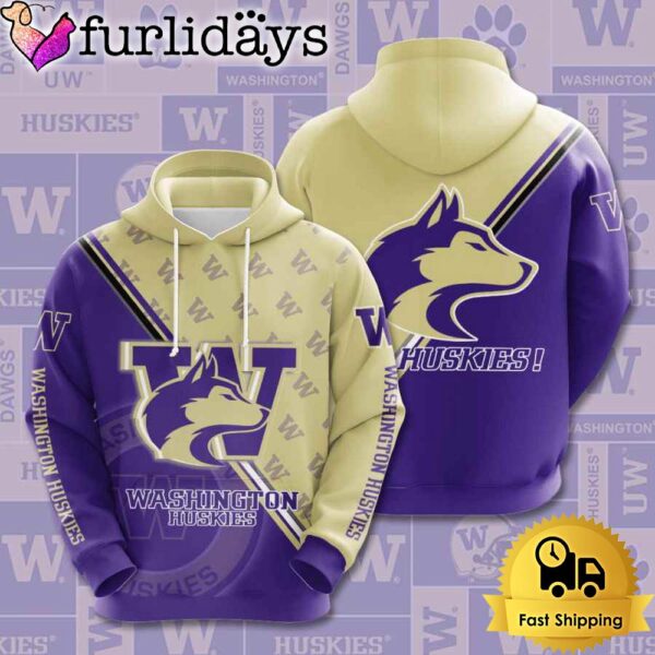 NCAA Washington Huskies Football Go Huskies 3D Hoodie