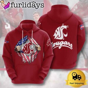 NCAA Washington State Cougars American Flag 3D Hoodie